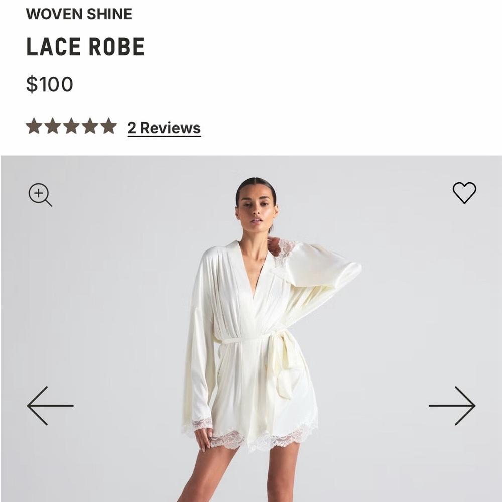Brand new: SKIMS Size L woven shine lace robe AND lace slip dress set.